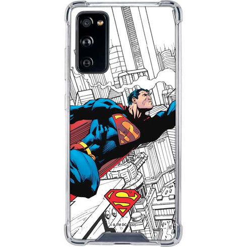 DC Comics Superman Super Speed Flying Over City Galaxy S20 FE Clear Case